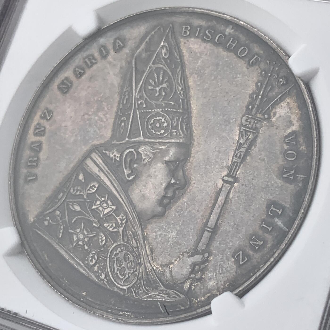 掌中浮雕-藏着的欧洲第051场 NGC MS61 ：奥地利林茨主教弗朗茨·玛丽亚·多佩尔鲍尔坚信礼纪念大银章，42mm