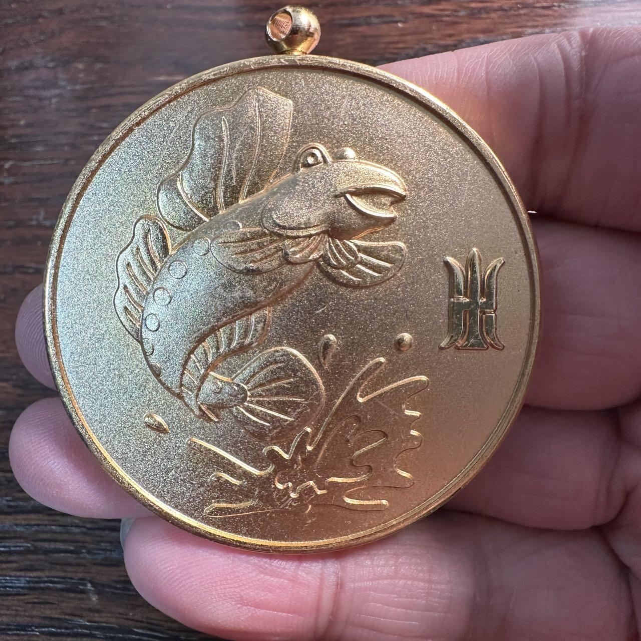 蒂克钱币-第57场 日本章 企业章拍卖  日本 佐贺 游泳飞鱼镀金奖牌 53mm 75g