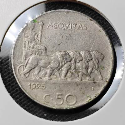 KK钱币收藏小铺  第389期  2月预留时间 周末发货 -  1925意大利50分 四狮子