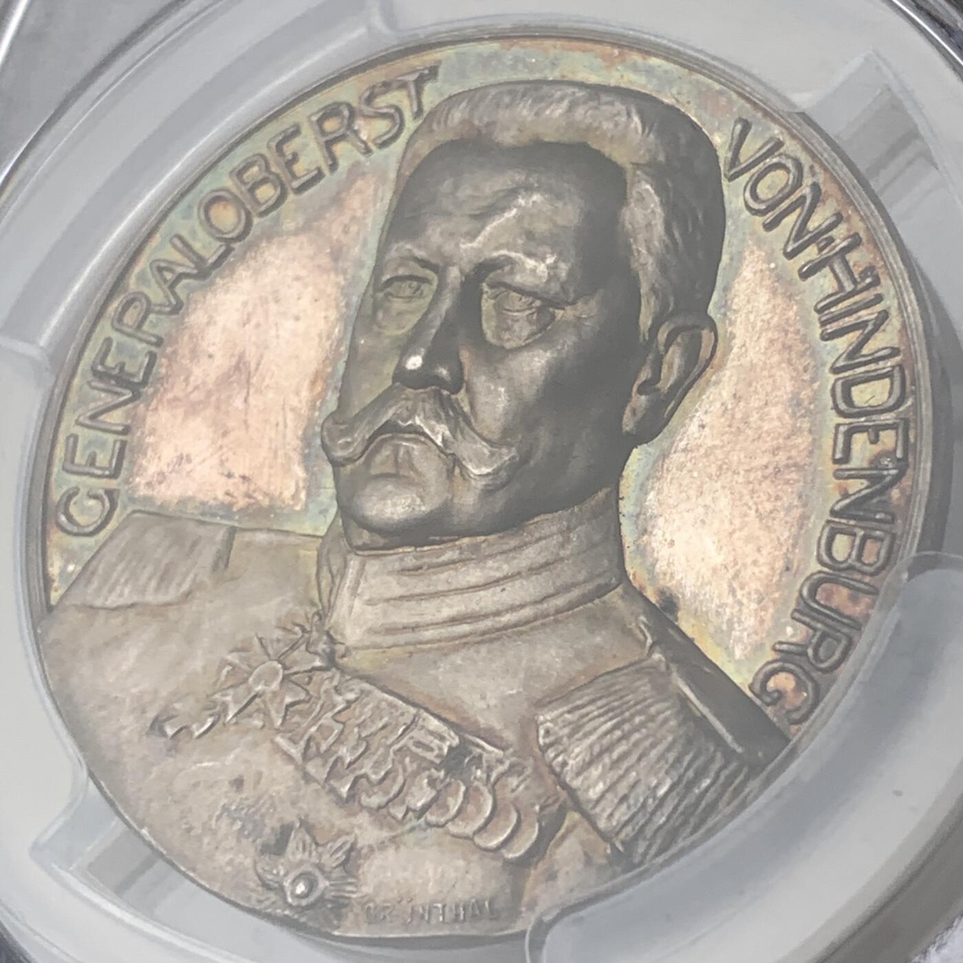 掌中浮雕-藏着的欧洲第051场 PCGS SP64 : 1914年德国兴登堡坦能堡大捷和解放东普鲁士纪念银章 ,35mm
