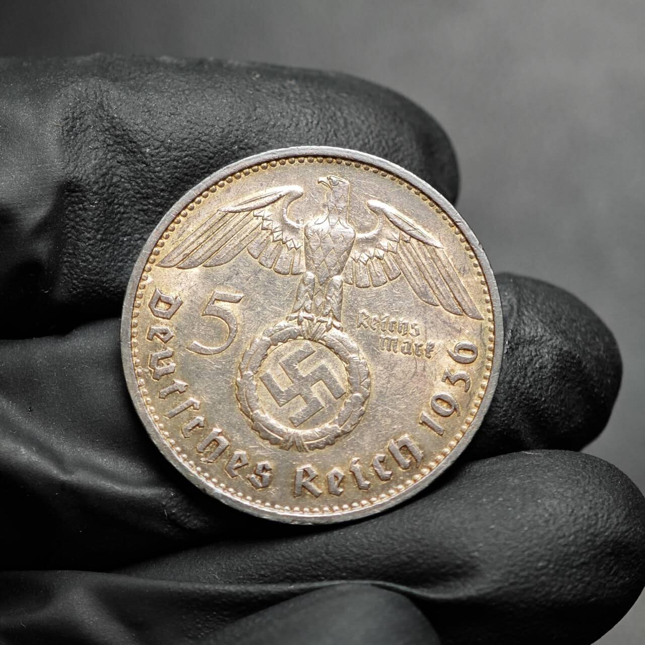 金瓯小拍第三期 古今币章 银价专场 德国兴登堡5马克银币1936年 重13.9克 底板带转光