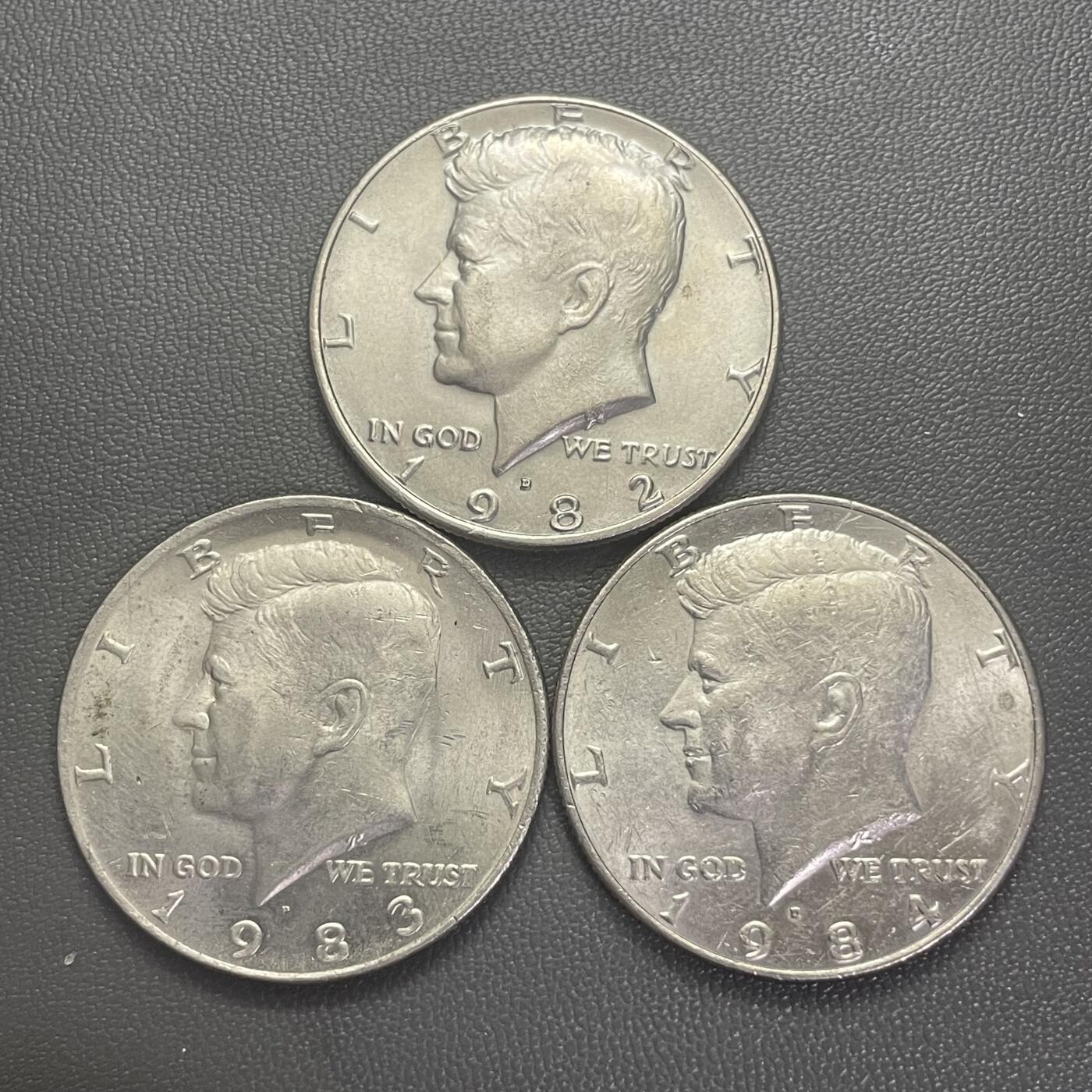 回流0201 美国1982-1984年肯尼迪总统半圆3枚