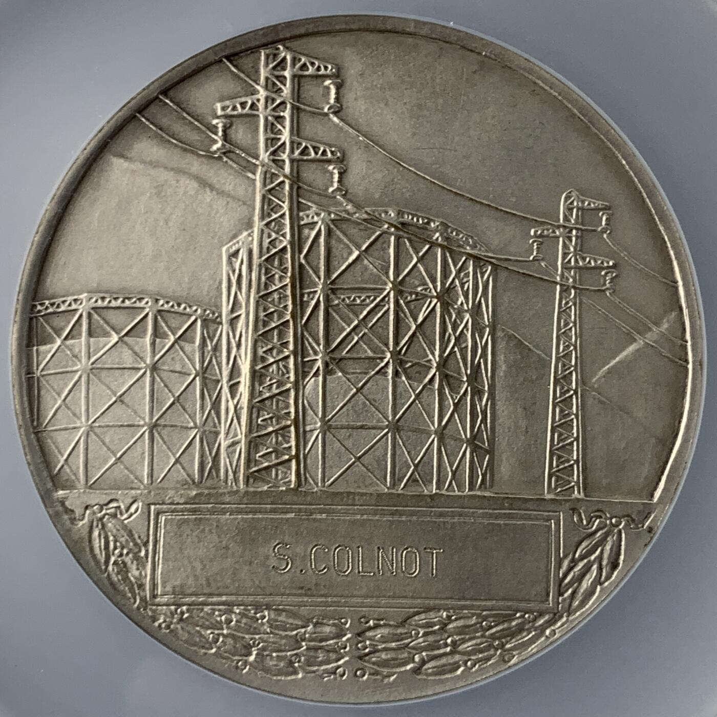 掌中浮雕-藏着的欧洲第051场 法国电力和煤气公司镀银铜章，54.8mm