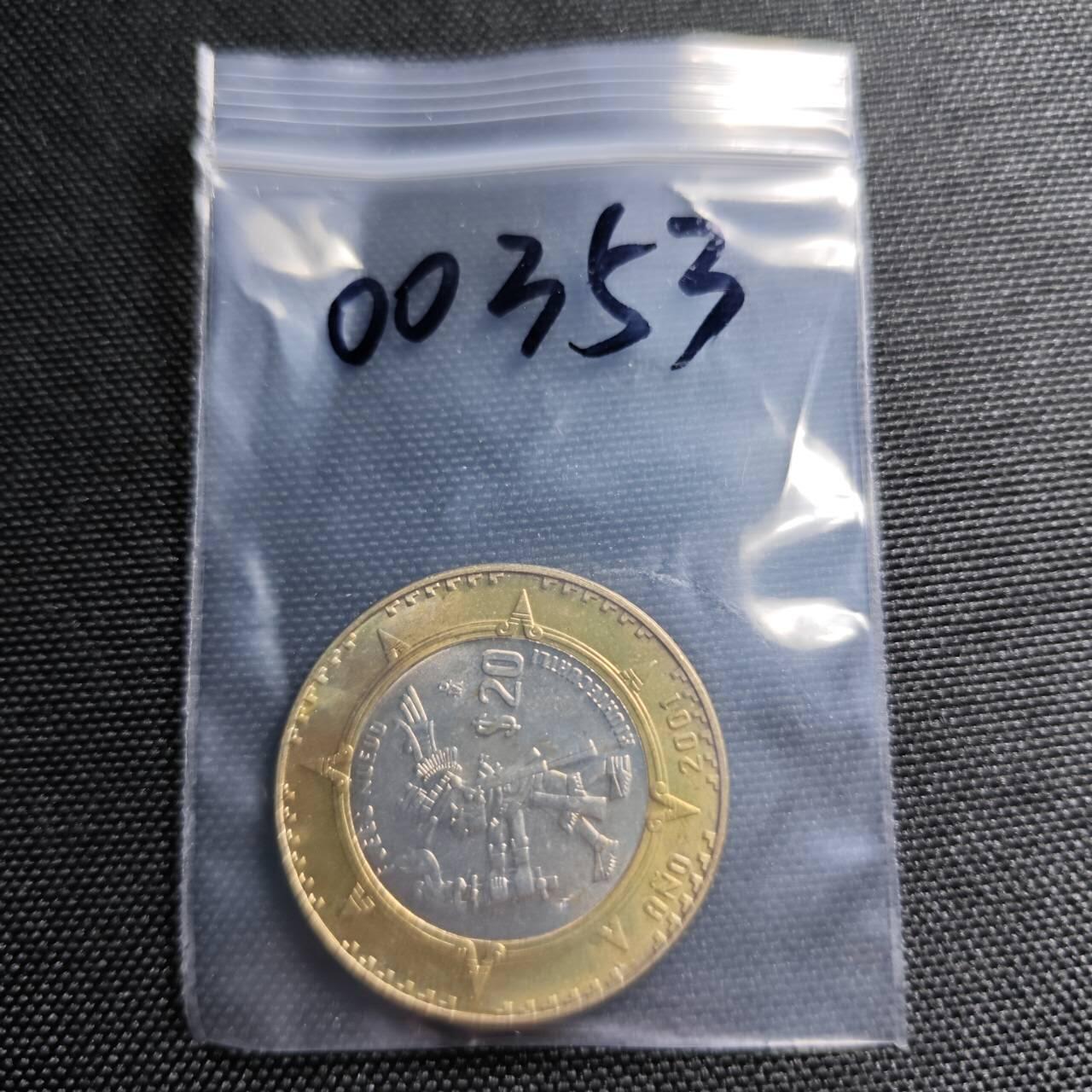 KK钱币收藏小铺  第400期  百期特拍（四拍之四）2月预留时间 周末发货  2001墨西哥20比索纪念币 好品 稀少