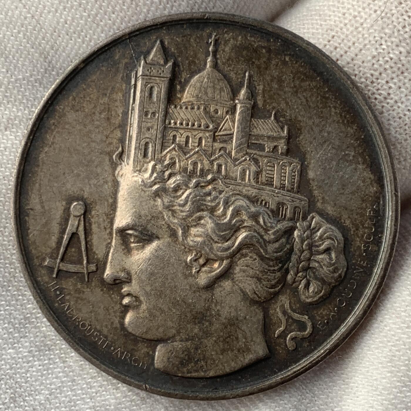 掌中浮雕-藏着的欧洲第051场 法国中央建筑师协会银章 ，34mm，15.26 g