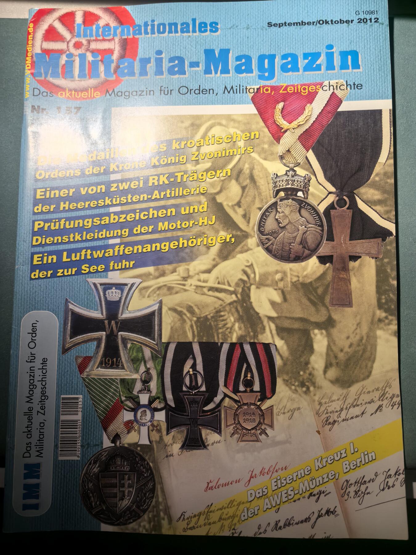 盛世勋华——号角文化勋章邮票专场拍卖第302期 德国出版 Militaria-Magazin杂志 2012年9/10月刊总第157期 58页
