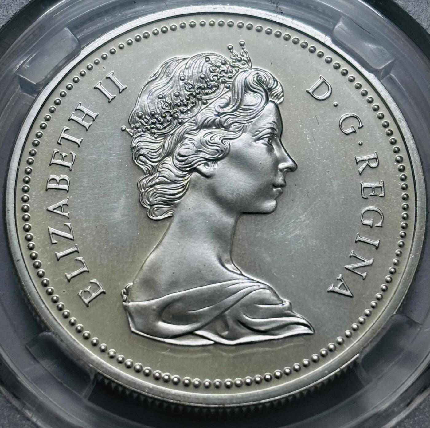 文馨钱币收藏 2026新年第五场（第 291 场）【长期接代拍品】 全新加拿大 1974 年温博尼城百年纪念银币一元（某翠评级 MS68 分），23.32 克 500 银，按银价算 23.32×0.5×25=291.5