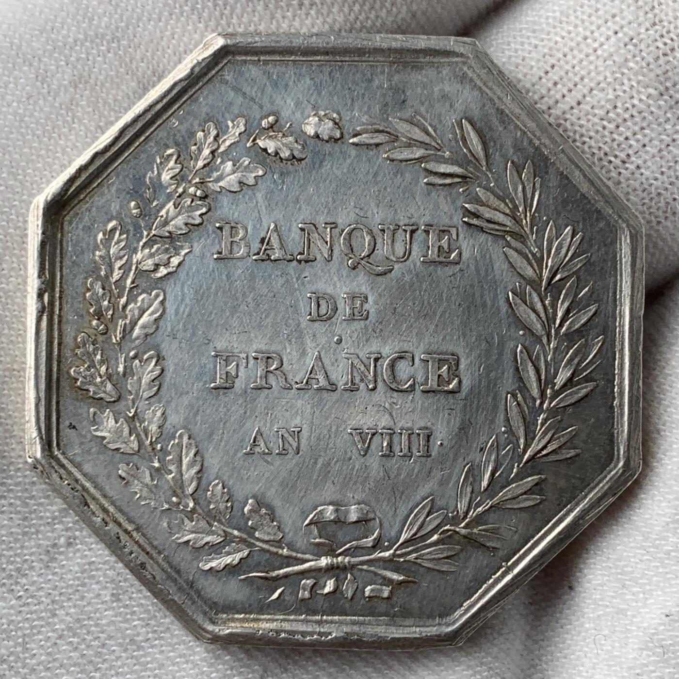 掌中浮雕-藏着的欧洲第051场 法兰西银行成立八角银章，对边36mm，24.3g