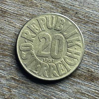 【本场4.12号发货】★第145加场★精品硬币 套币专场 不寄存，200包邮。不满200元，支付5元运费。《接受代拍 代送NGC评级》 - 86【无寄存】1951 奥地利 20格罗申 铜币