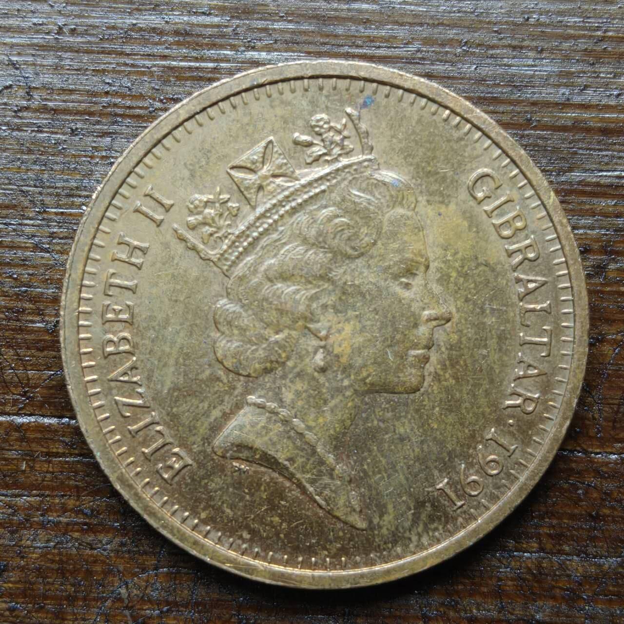 【铜匠收藏】★第140场★散币场。不寄存，30包邮。不满30元，支付5元运费。《接受代拍 代送NGC评级》 87【无寄存】直布罗陀 1991年 2便士 AB标