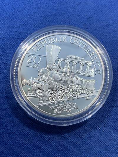 《竞宝斋》第462场 周日，周一，2场连拍 （全场包邮）欢迎送拍 - 奥地利2007年维也纳-的里雅斯特南部铁路20欧元银币 900银 18克 34mm 带盒证