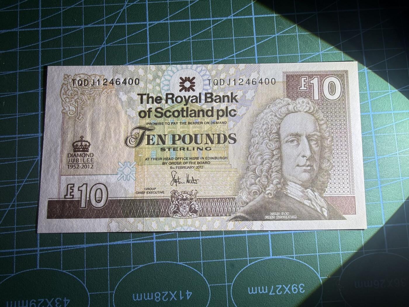 【炜奕收藏】，第五十八期，英属第三场 2012年苏格兰皇家银行10镑纪念钞，UNC品相