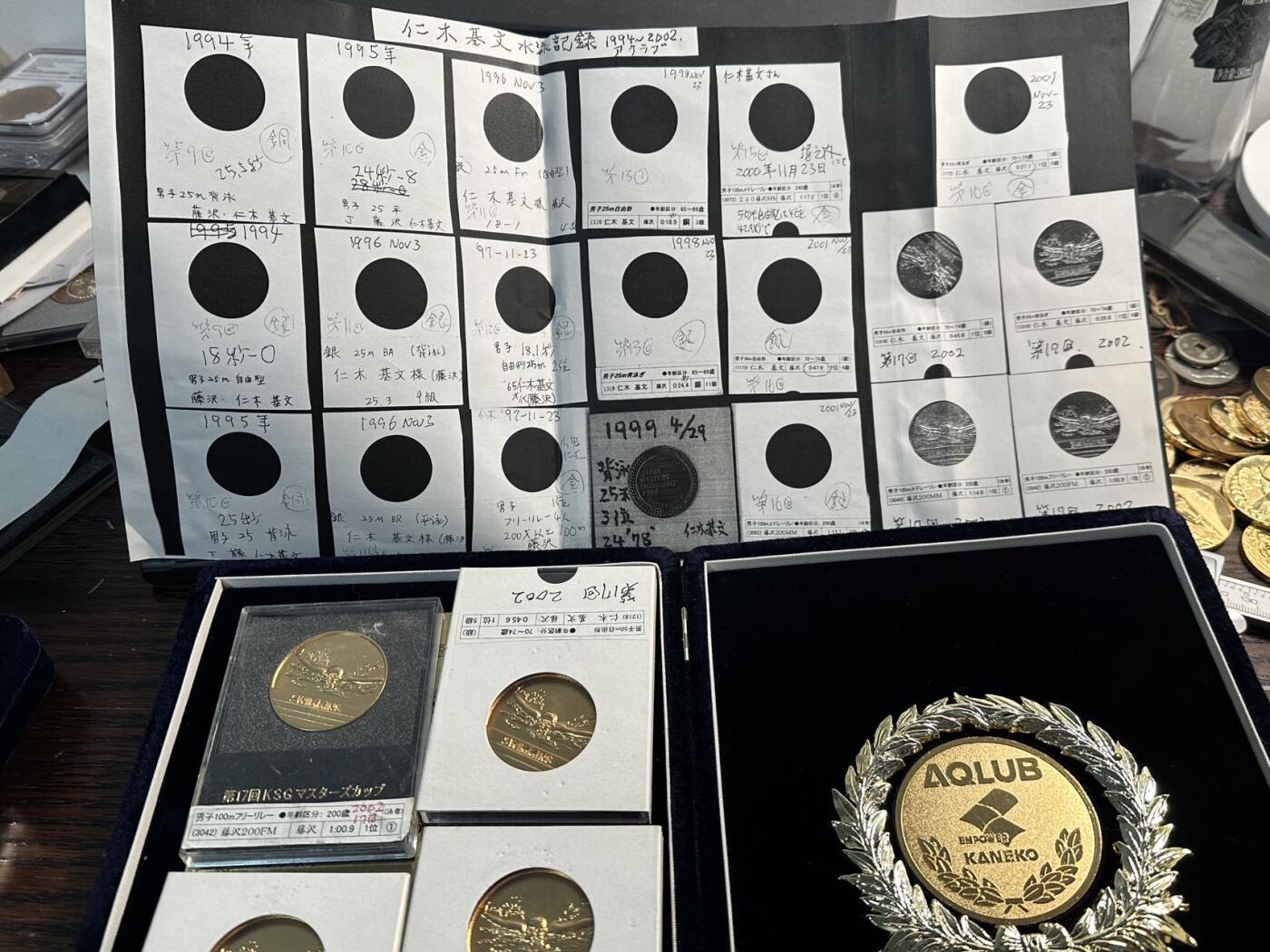 蒂克钱币-第57场 日本章 企业章拍卖  日本游泳 仁木基文 纪念章 大尺寸绒布盒 绒布盒尺寸 220*180mm 