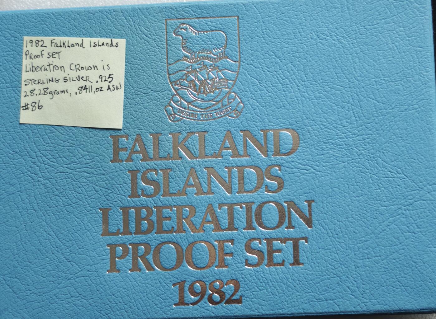 瓶子🏺第227期拍卖会  1982年英属福克兰群岛8枚套  最大枚为银币  28.28克  28.28×0.925×27=706.293