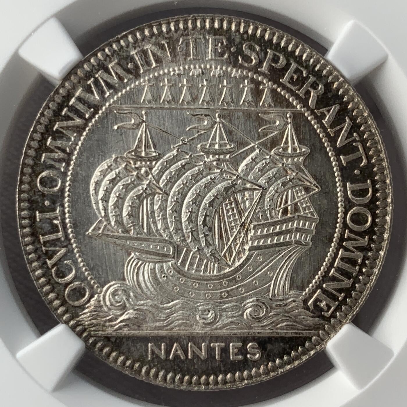 掌中浮雕-藏着的欧洲第051场 NGC MS64 ：法国南特市商会银章，32mm