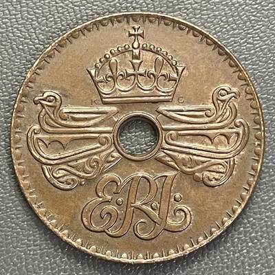 回流0201 - 稀少美品 英属新几内亚1936年爱德华八世1便士中孔铜币