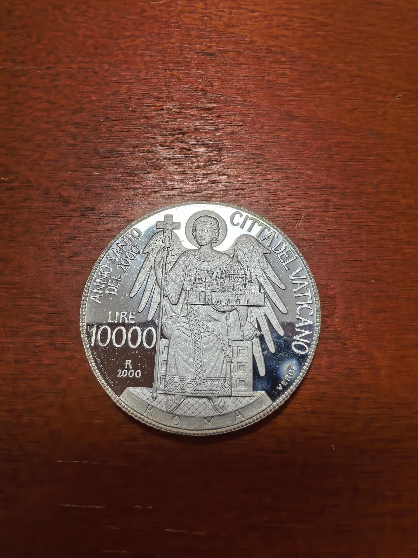 长老汇蛇年精选第九十六场拍卖 1996梵蒂冈保罗二世圣年2000年之耶稣传教10000里拉精制银币，22克835银，3万枚，克书80美金