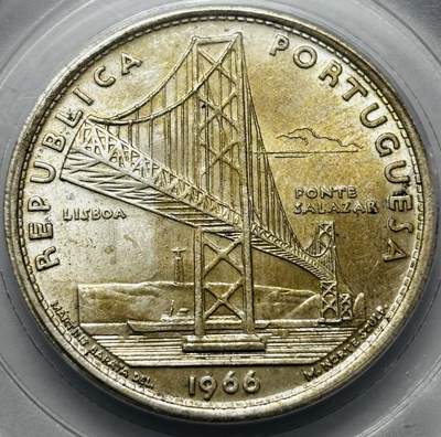 文馨钱币收藏 2026新年第五场（第 291 场）【长期接代拍品】 - 公博评级 MS64 分 1966 年葡萄牙 20 埃斯库多银币，10 克 650 银，按银价算 10×0.65×25=162.5