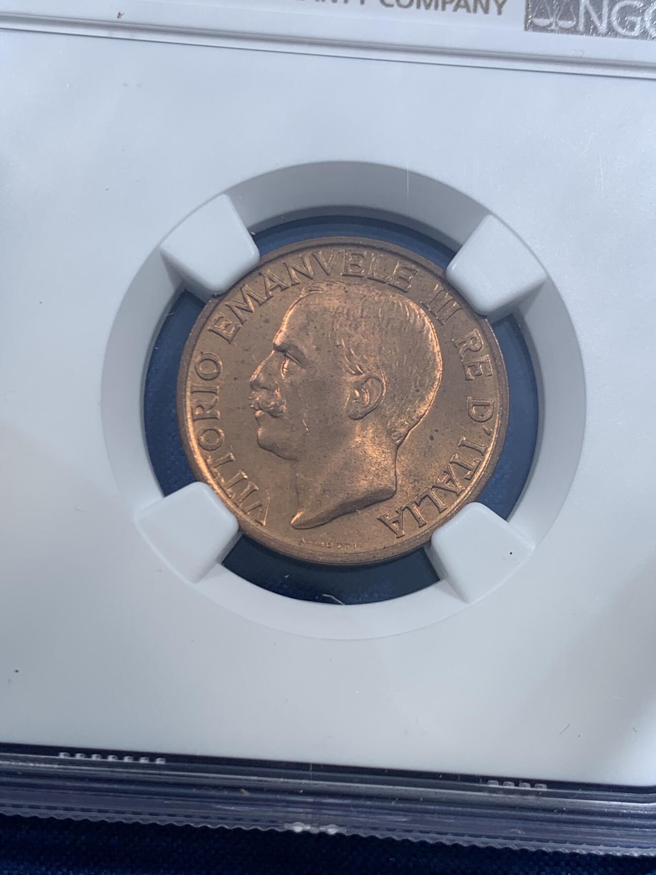 《竞宝斋》第462场 周日，周一，2场连拍 （全场包邮）欢迎送拍 NGC MS64RB 意大利小蜜蜂1920年10分，古典主义风格代表作品，极美的设计，原铜光不容易