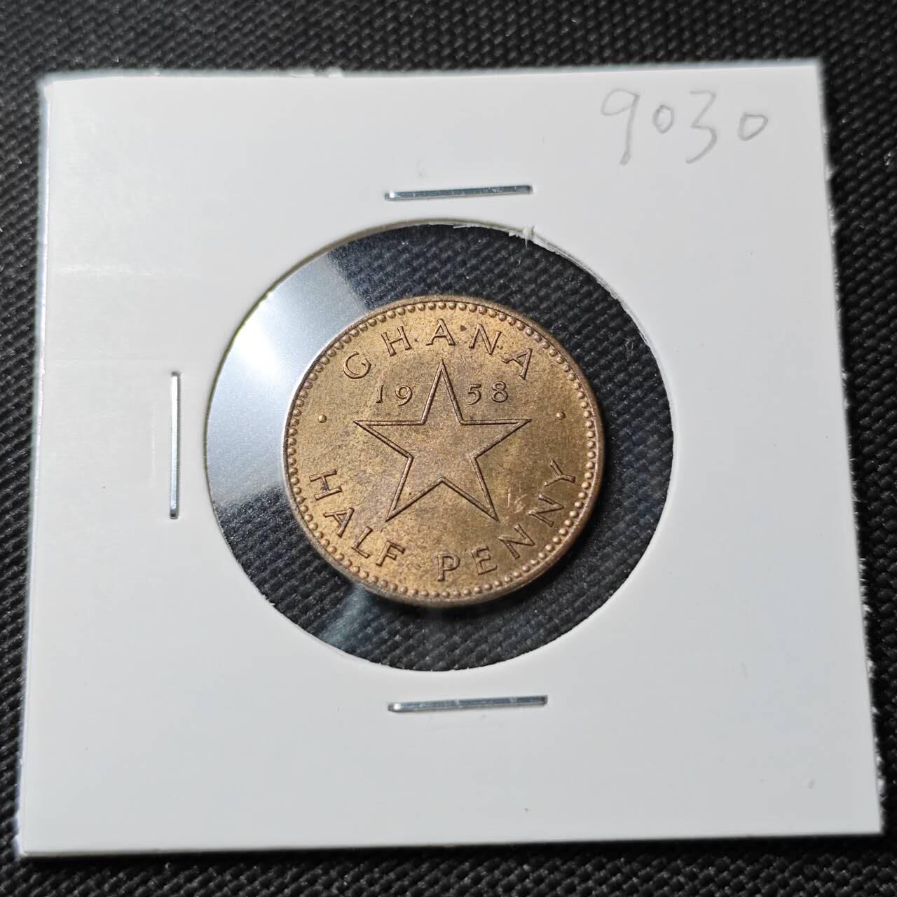 KK钱币收藏小铺  第390期  2月预留时间 周末发货  1958加纳半便士