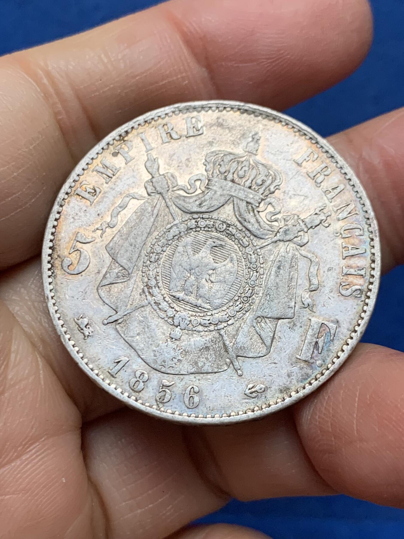 《竞宝斋》第462场 周日，周一，2场连拍 （全场包邮）欢迎送拍 法国1856年D版特年版拿破仑三世5法郎银币，克劳斯目录价高