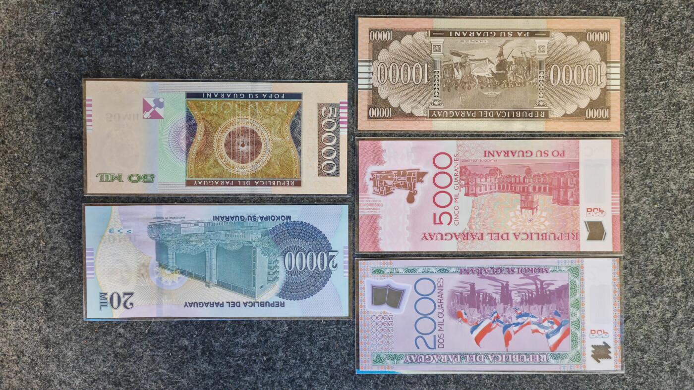 【礼羽收藏】🌏世界钱币拍卖第122期 （一组5张）美洲 巴拉圭 2000.5000.10000.20000.50000 全新UNC