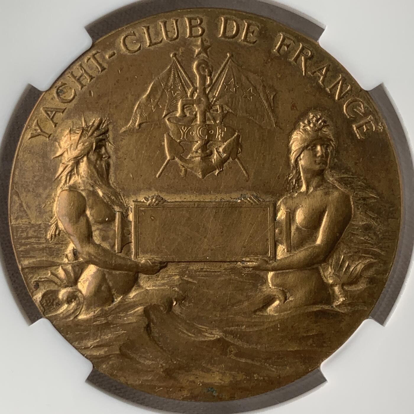 掌中浮雕-藏着的欧洲第051场 法国游艇俱乐部铜章，50mm