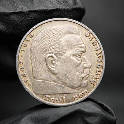 金瓯小拍第三期 古今币章 银价专场 - 德国兴登堡5马克银币1936年 重13.9克 底板带转光