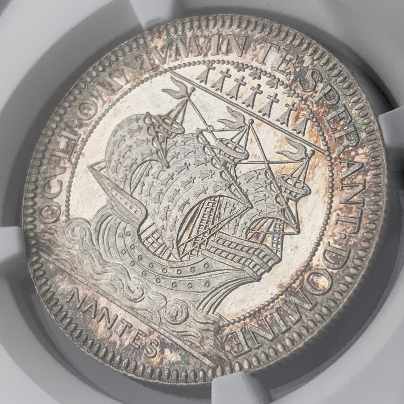 掌中浮雕-藏着的欧洲第051场 NGC MS64 ：法国南特市商会银章，32mm