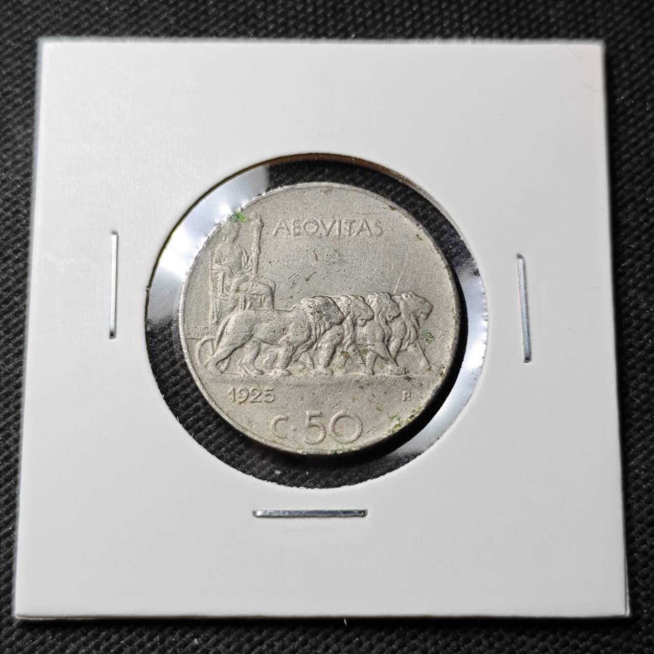 KK钱币收藏小铺  第389期  2月预留时间 周末发货  1925意大利50分 四狮子