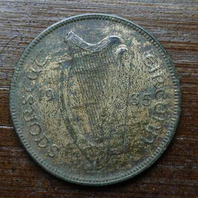 【铜匠收藏】★第140场★散币场。不寄存，30包邮。不满30元，支付5元运费。《接受代拍 代送NGC评级》 - 90【无寄存】爱尔兰 1935年 1便士 铜币 竖琴