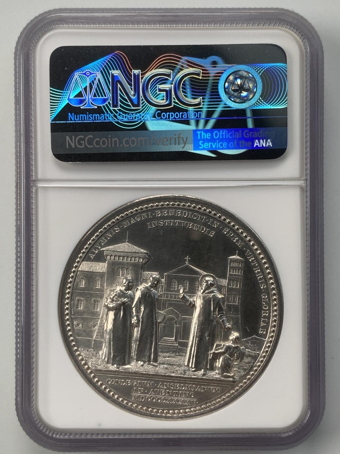 掌中浮雕-藏着的欧洲第051场 NGC MS61 ：1895年梵蒂冈教皇利奥十三世，阿尔蒂诺安瑟学院大银章，43mm