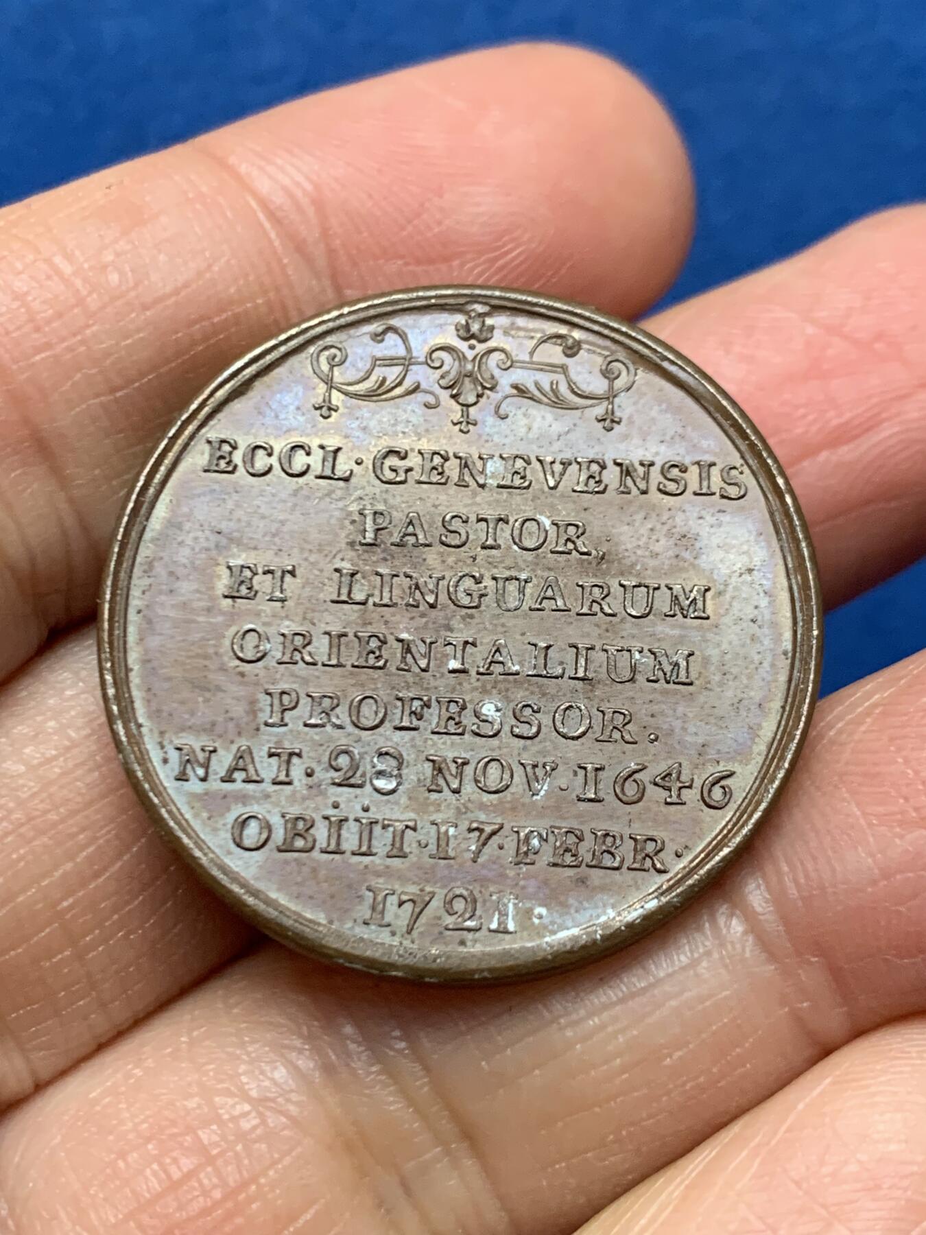 《竞宝斋》第462场 周日，周一，2场连拍 （全场包邮）欢迎送拍 瑞士迈克尔·图雪蒂努斯纪念章 16.2克 31.5mm