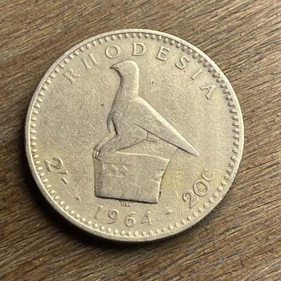 【本场4.12号发货】★第145加场★精品硬币 套币专场 不寄存，200包邮。不满200元，支付5元运费。《接受代拍 代送NGC评级》 - 80【无寄存】1964 罗得西亚 2先令20分 镍币