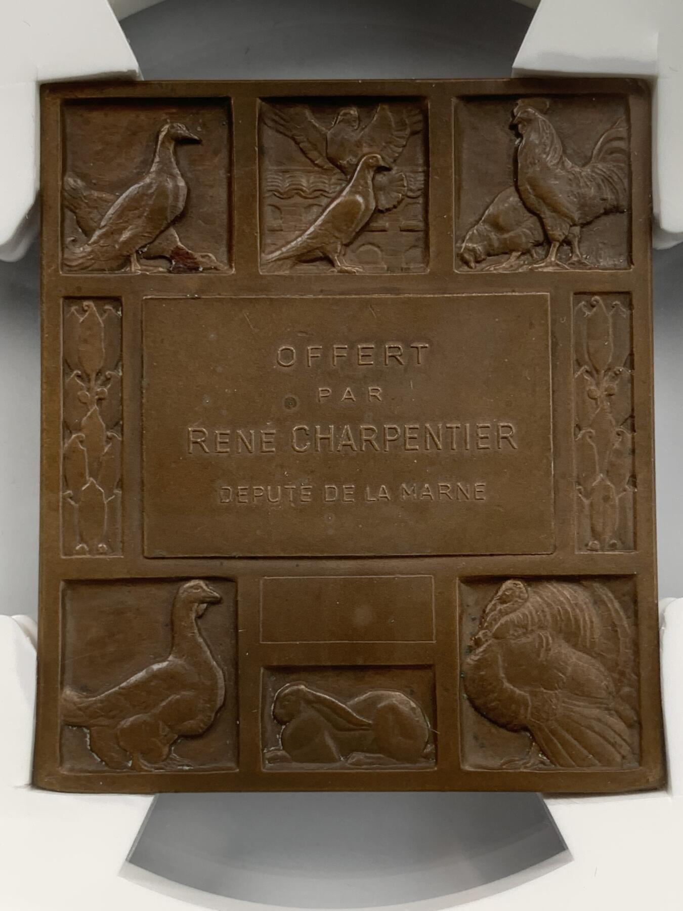 掌中浮雕-藏着的欧洲第051场  法国索姆市农业协会方形大铜章，65×56mm