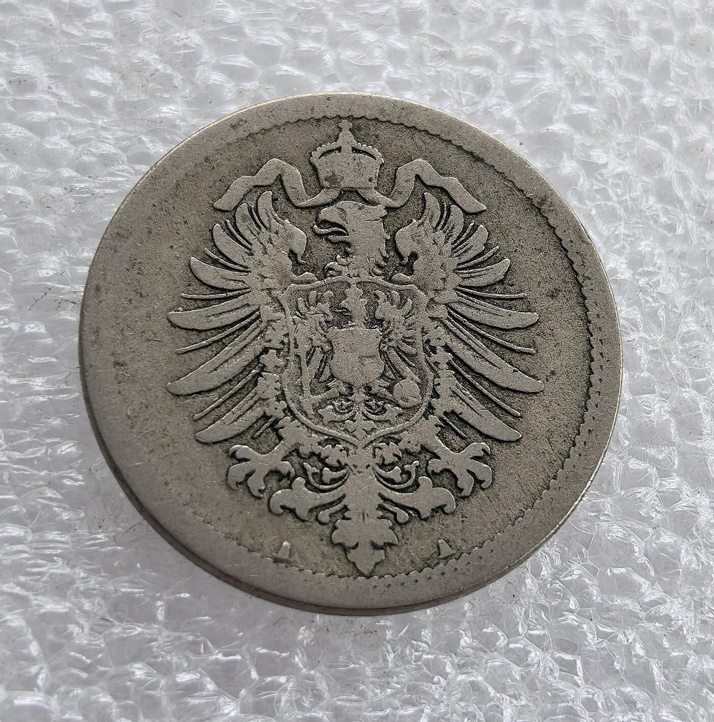 外国优质老铜币高银银币，周六九点倒数截拍，满百包邮，持续收拍 德国1876年10芬尼，正面铸 “DEUTSCHES REICH”、年份与面值，背面为带皇冠的德意志帝国鹰。属德意志第二帝国初期，是 1871 年德国统一后，推行统一币制、彰显帝国权威的流通货币见证。