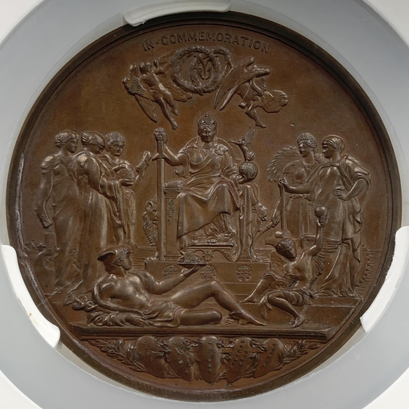 掌中浮雕-藏着的欧洲第051场 1887年维多利亚女王登基50年铜章, 77mm，J.E. Boehm and F. Leighton雕刻 