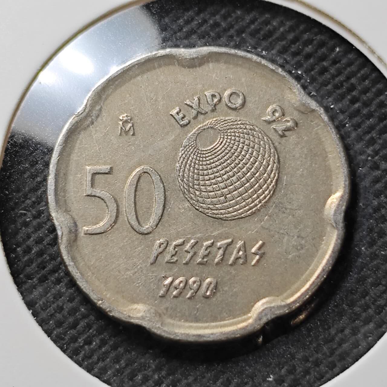 KK钱币收藏小铺  第389期  2月预留时间 周末发货  西班牙50比塞塔纪念币