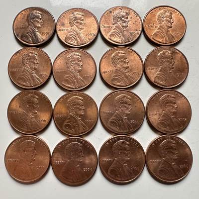 🌹外币初藏🌹🐯2026年第12场  每周二四六晚8️⃣点 接代拍 - 1991–2006年一美分16枚年份币 全新