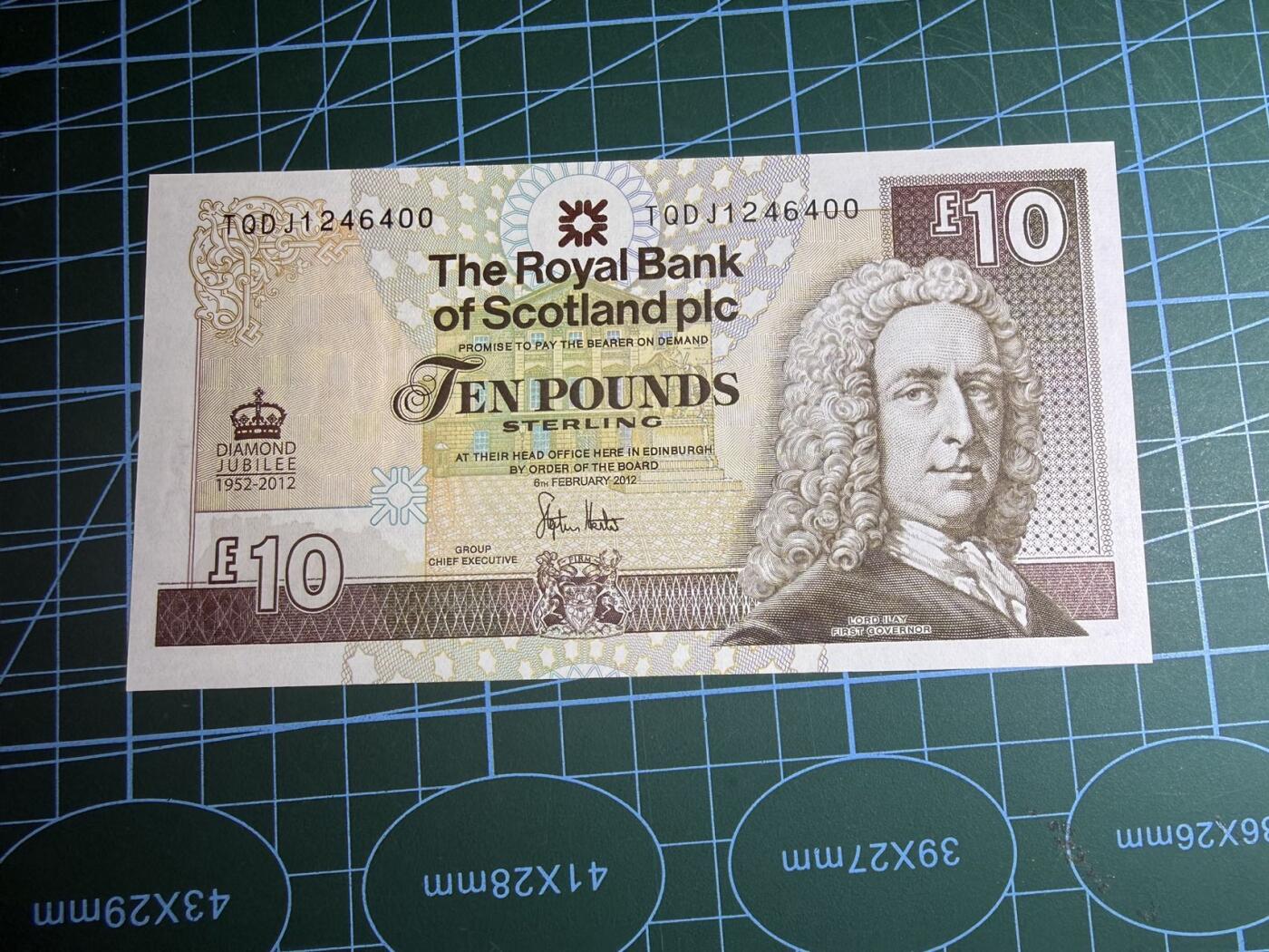 【炜奕收藏】，第五十八期，英属第三场 2012年苏格兰皇家银行10镑纪念钞，UNC品相