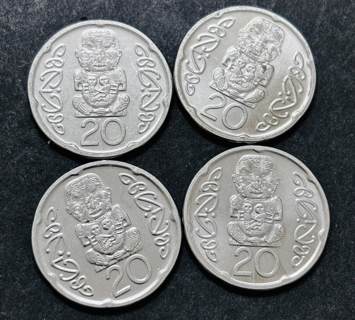 文馨钱币收藏 2026新年第五场（第 291 场）【长期接代拍品】 全新 2006 年新西兰土著人 20 分 4 枚