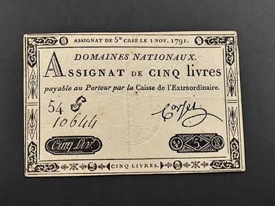 1月25日徽章钱币专场 - 1791年法国大革命纸币 稀少品种品相好
