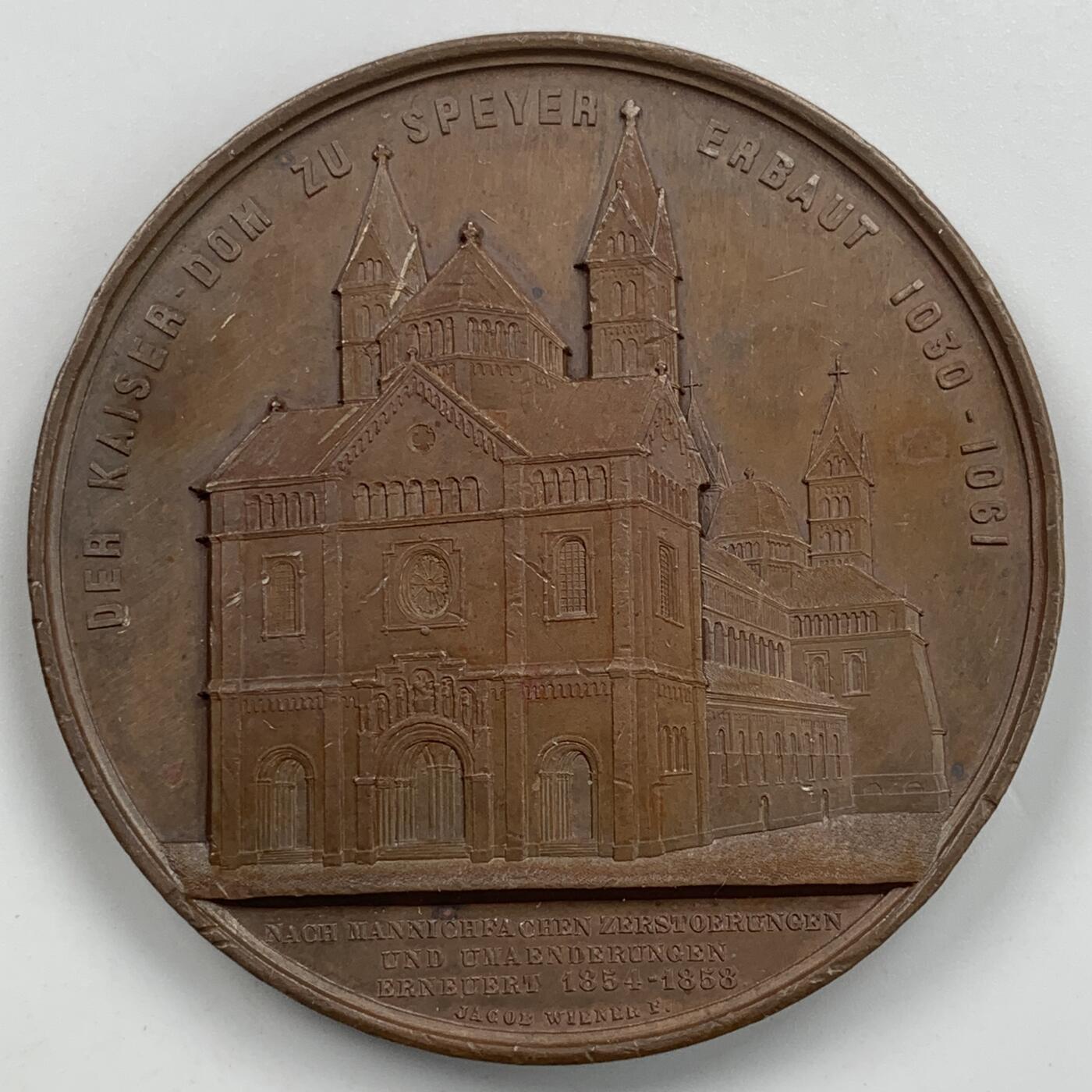 掌中浮雕-藏着的欧洲第051场 1863年德国施佩耶尔大教堂铜章，59mm，大师维纳作品