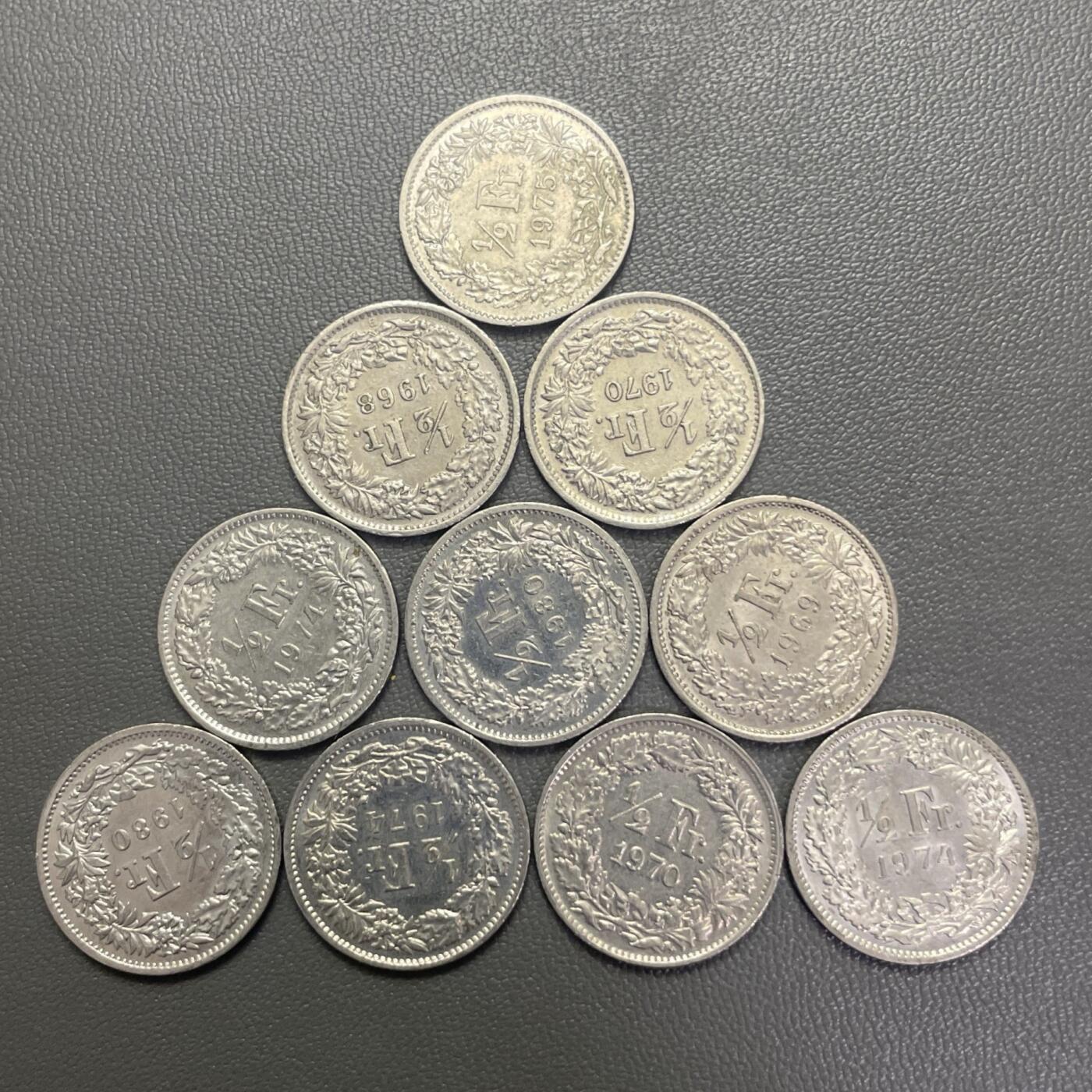 回流0201 瑞士1/2法郎9枚