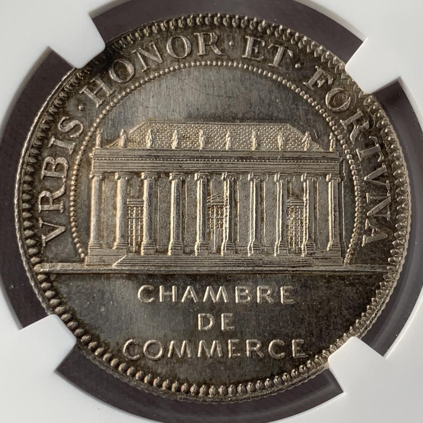 掌中浮雕-藏着的欧洲第051场 NGC MS65 ：法国南特市商会银章，32mm