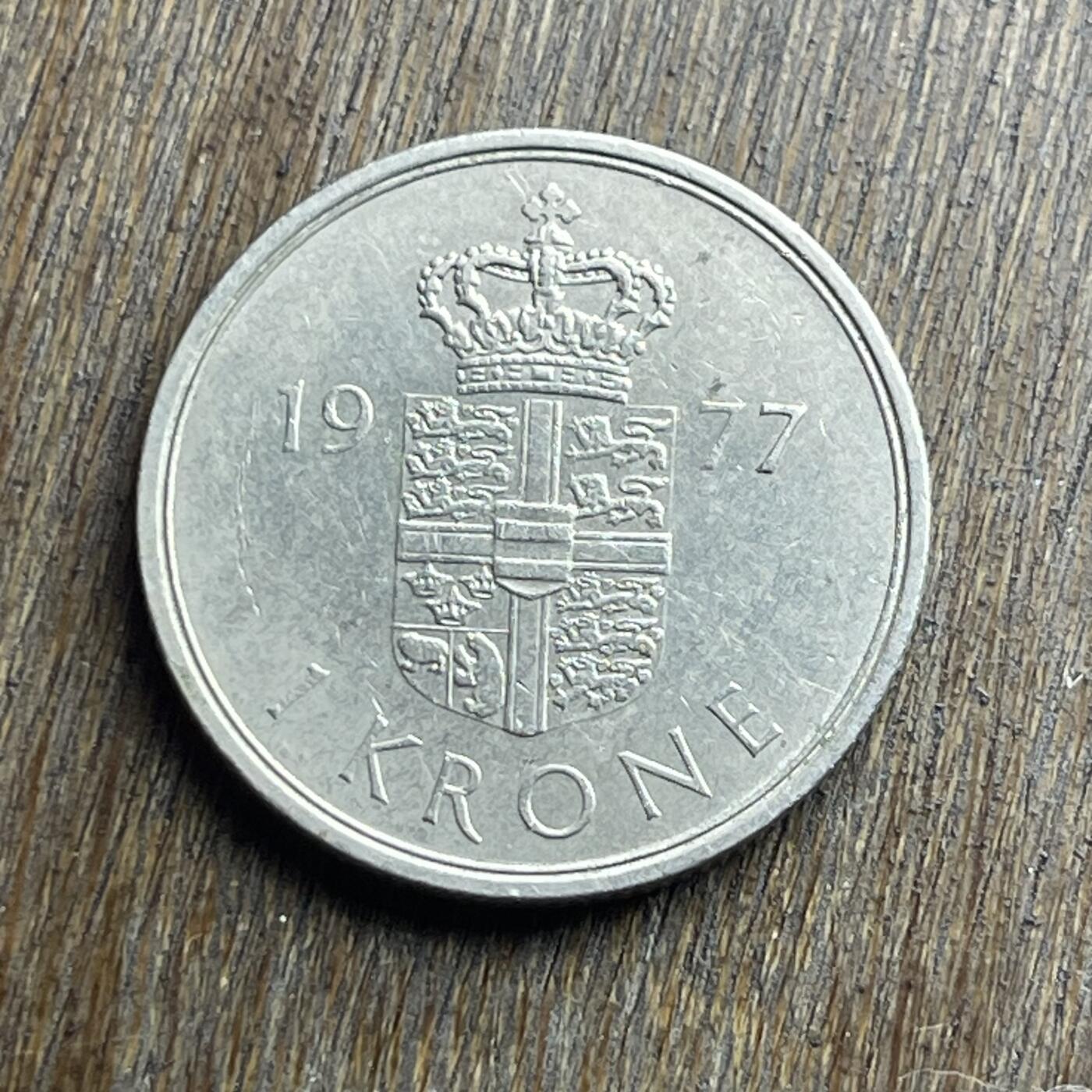 【本场4.12号发货】★第145加场★精品硬币 套币专场 不寄存，200包邮。不满200元，支付5元运费。《接受代拍 代送NGC评级》 48【无寄存】1977 丹麦 1克朗 镍币