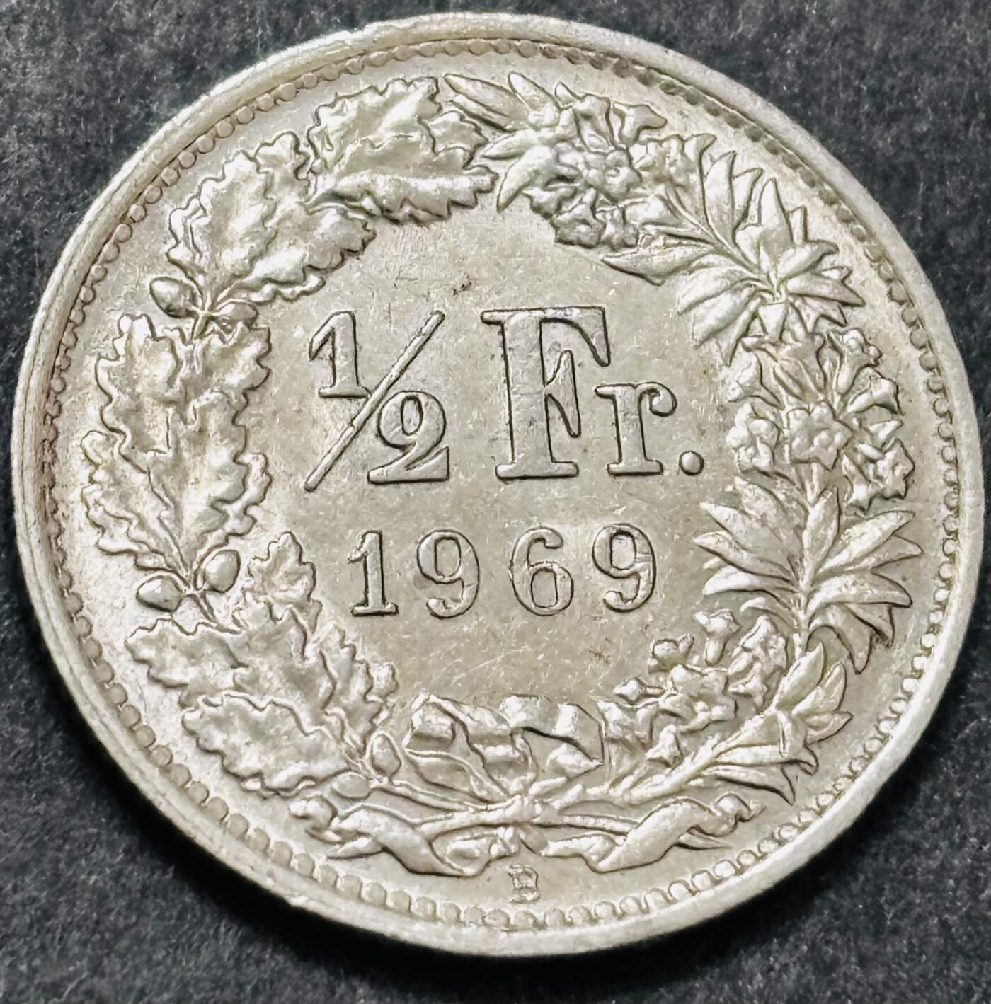 文馨钱币收藏 2026新年第五场（第 291 场）【长期接代拍品】 好品 1969 年瑞士 1/2 法郎