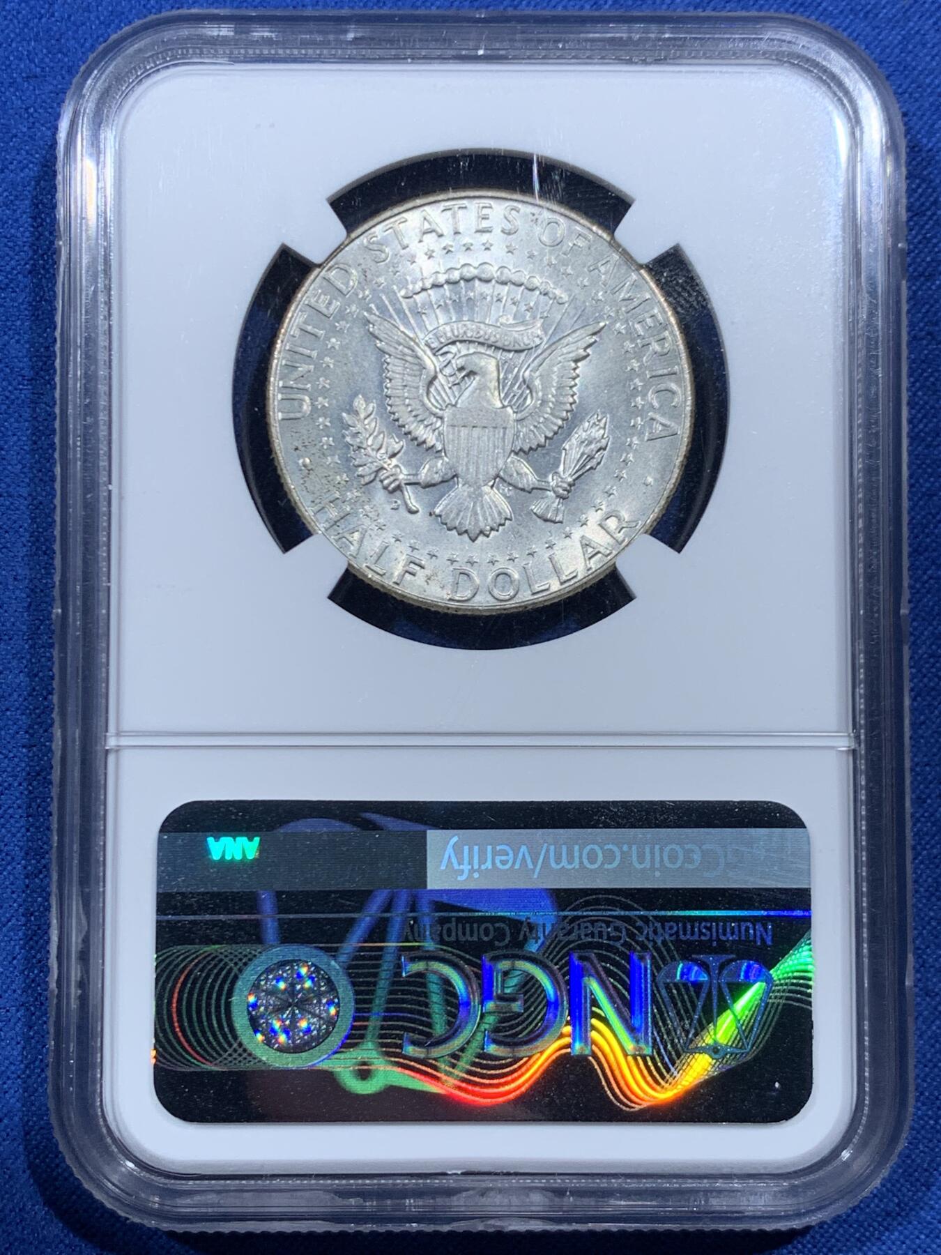 《竞宝斋》第462场 周日，周一，2场连拍 （全场包邮）欢迎送拍 NGC MS64 美国1964年肯尼迪50美分银币 高银版本 900银 银光闪闪