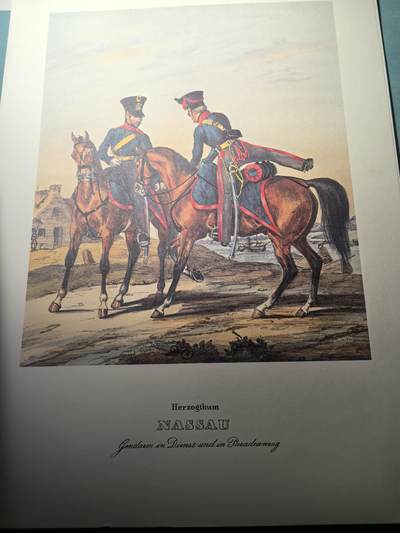 盛世勋华——号角文化勋章邮票专场拍卖第302期 - 大尺寸手绘图卡 拿骚公国执勤与礼服着装的宪兵 大A4尺寸 翻印自1848年出版《德意志陆军》一书