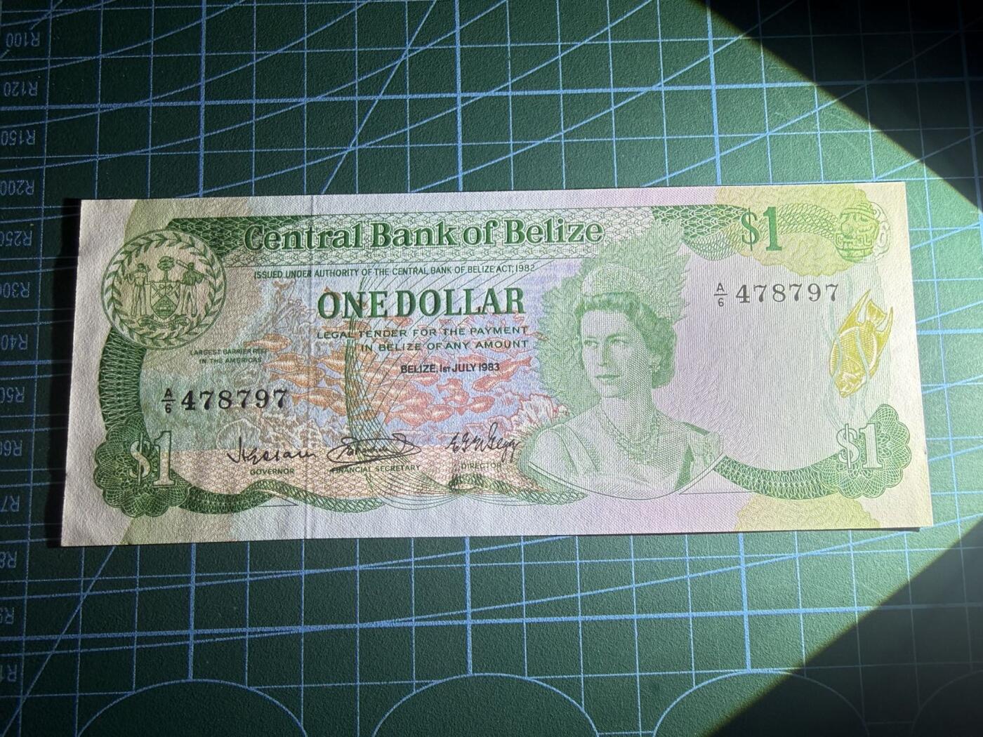 【炜奕收藏】，第五十八期，英属第三场 1983年伯利兹1元，UNC品相